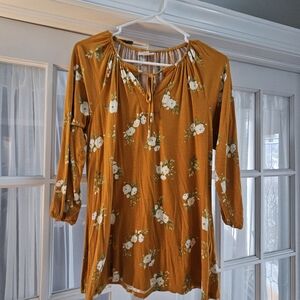 LuLaRoe Mustard Floral Top